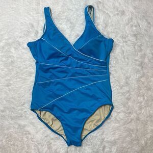 Miraclesuit Blue One Piece Swimsuit Slimming Bathing Suit Swinwear Beach
